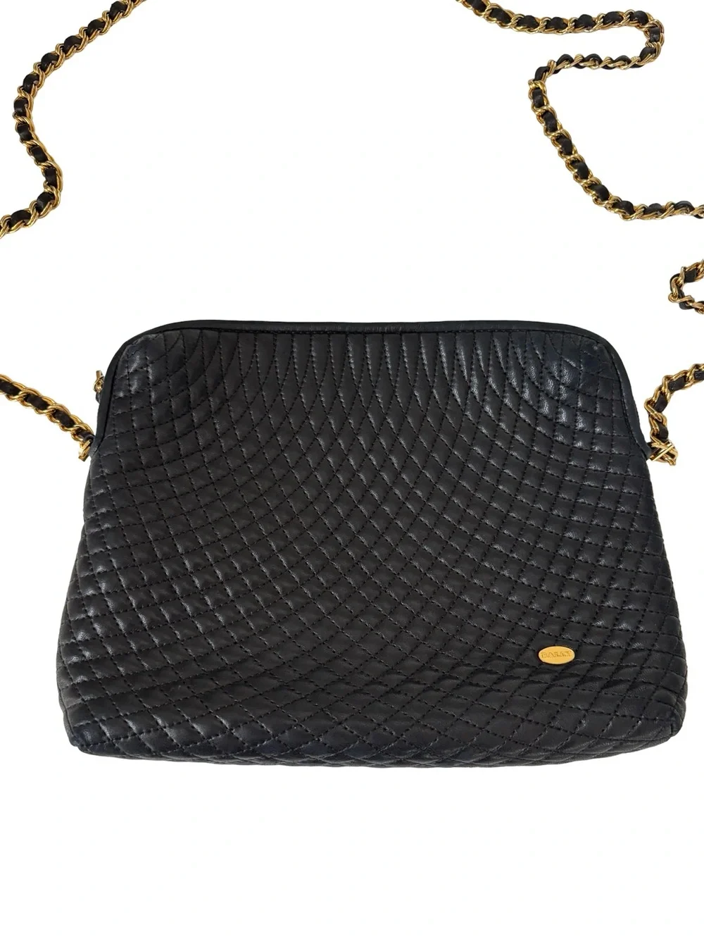 Bally Black Quilted Gold Chain Crossbody Bag